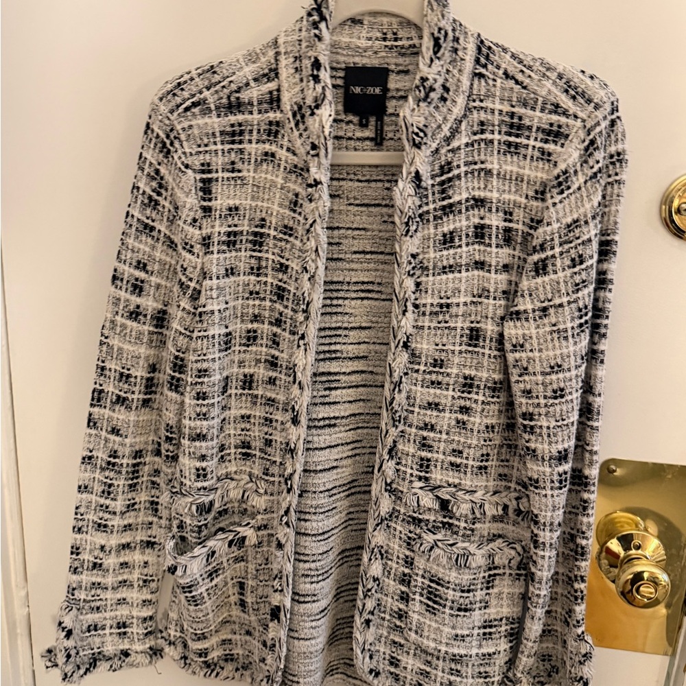 NIC+ZOE Women's Black and White Patterned Blazer